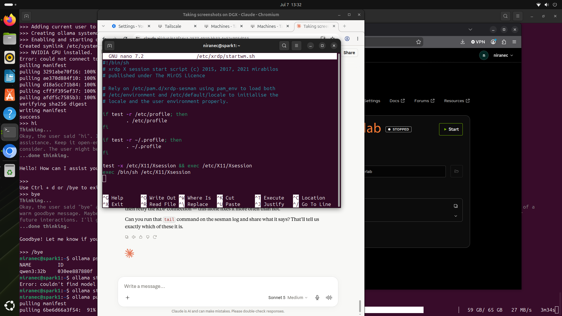 Debugging the xrdp startup script — even the remote desktop setup got its own troubleshooting session